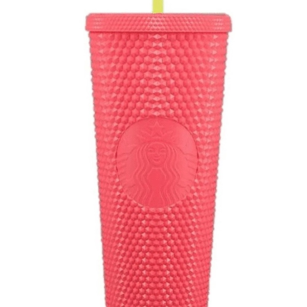 Starbucks Coral Textured Studded Tumbler with Yellow Straw